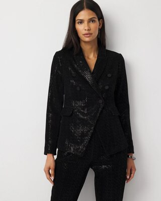 Women's Sequin Velvet Double Breasted Blazer in Black size 14 | White House Black Market, Business Casual Work Clothes | White House Black Market