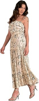 ELAN Women's Tie Strap Ruffled Maxi Dress | Amazon (US)