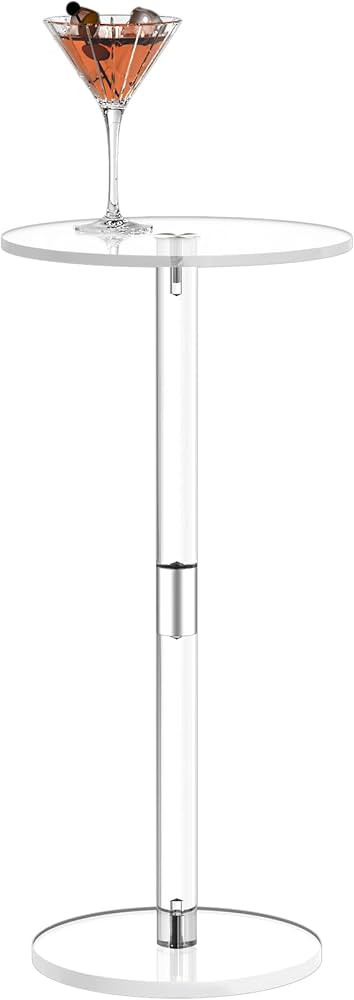 HMYHUM Acrylic Drink Table for Small Spaces, 10" L x 10" W x 21.3" H, Drink Side/End Table for Li... | Amazon (US)