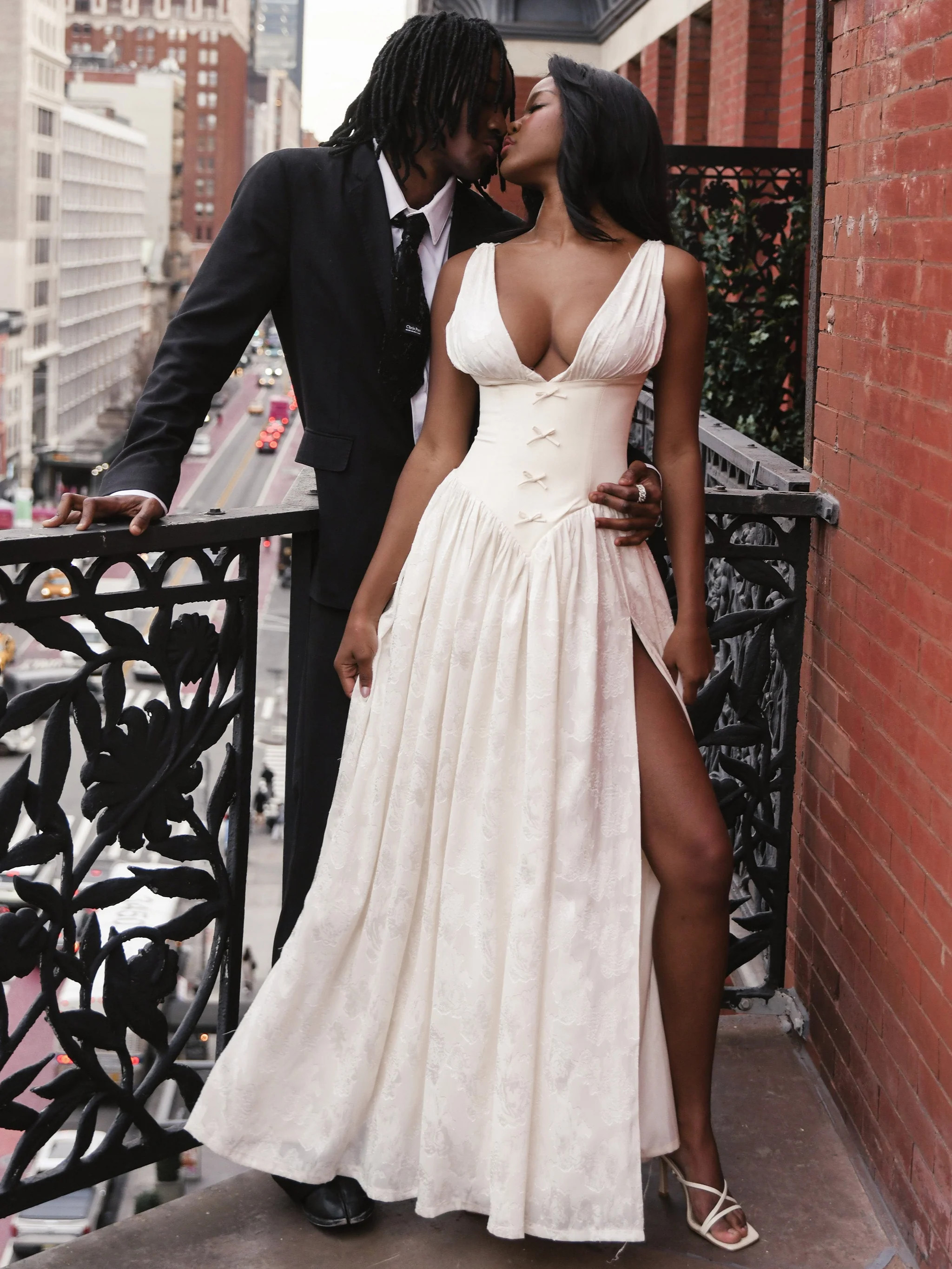 Sabrina Butter Yellow High Slit Jacquard Maxi Dress | Miss Circle