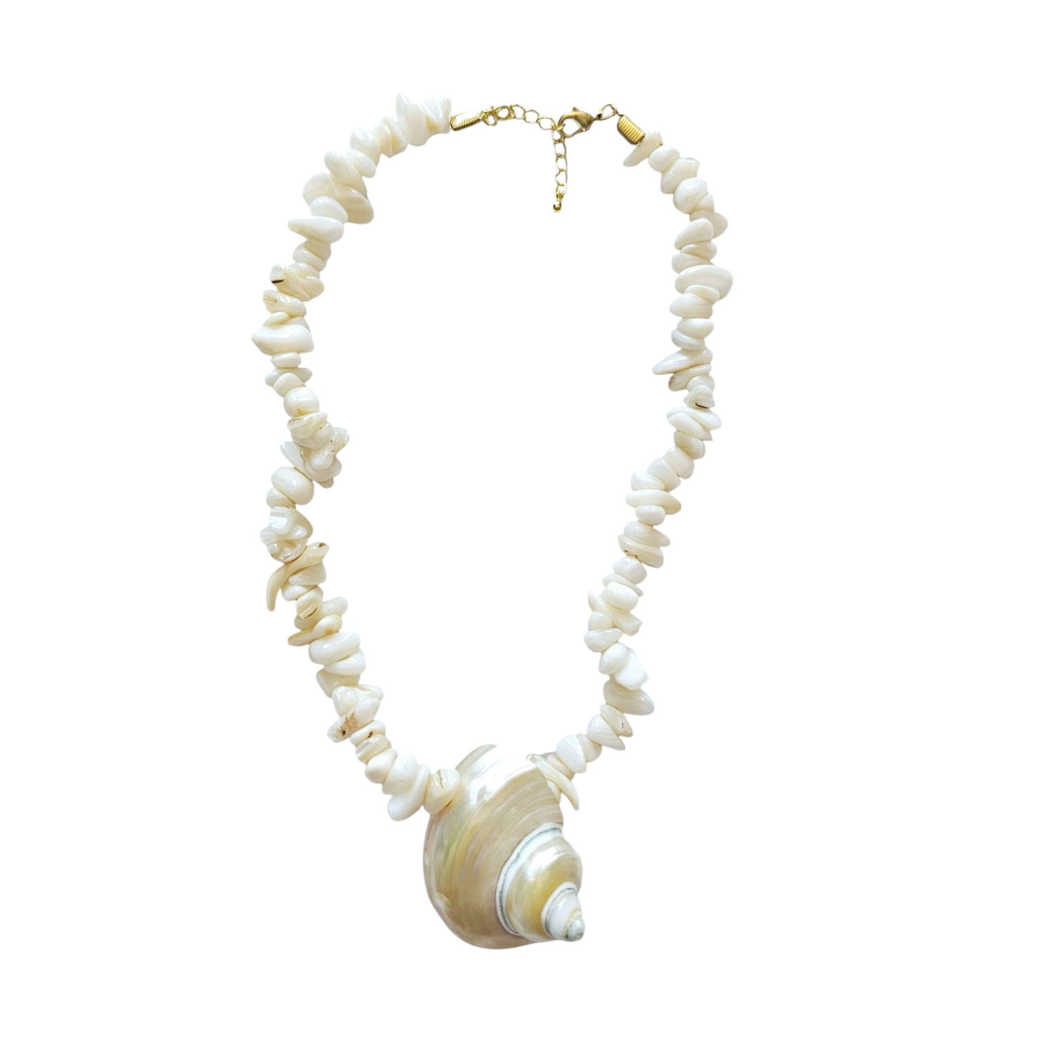 Gemma Turbo Shell & Glass Bead Necklace - White | Wolf & Badger