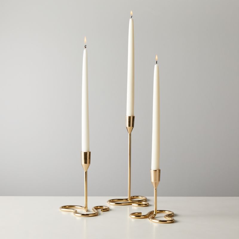 Motion Brass Taper Candle Holders Set of 3 | CB2 | CB2