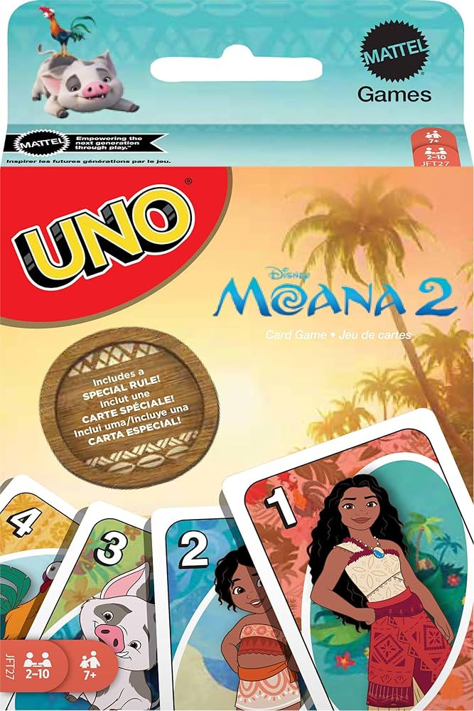 Mattel Games UNO Disney Moana 2 Card Game for Kids, Adults & Family with Deck & Special Rule Insp... | Amazon (US)