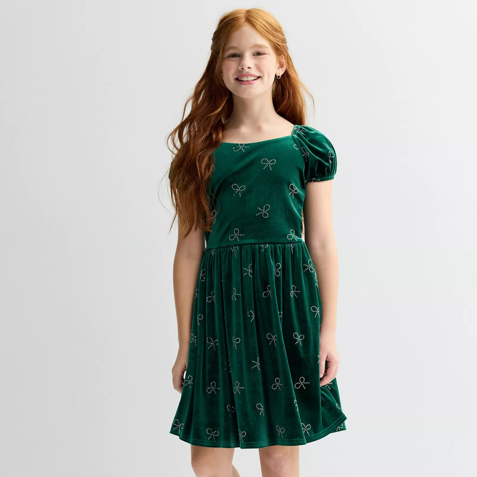 Girls 4-12 Blueberi Boulevard Rhinestone Bow Velvet Dress | Kohl's