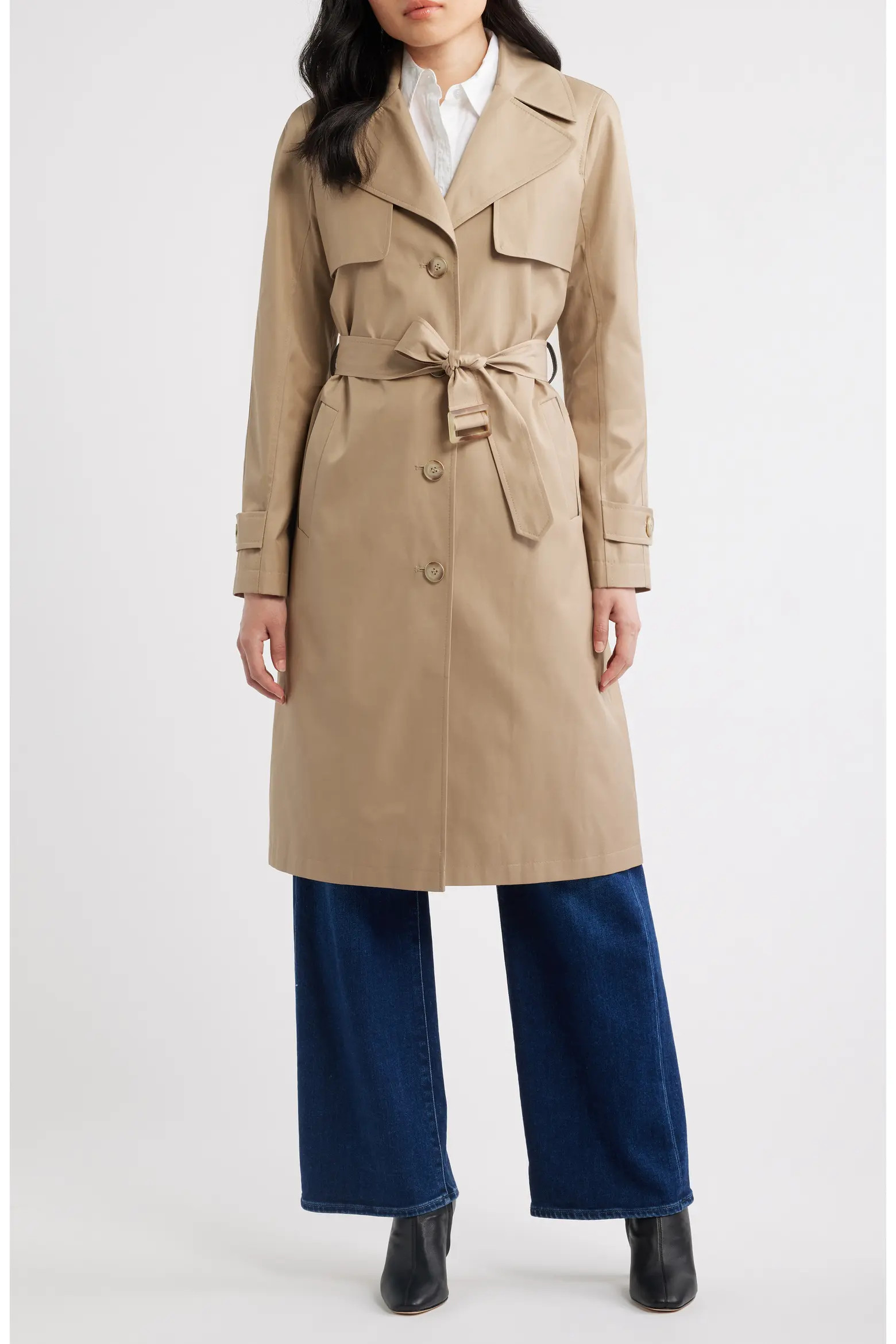 Back Button Cotton Blend Trench Coat (Women) | Nordstrom | Nordstrom