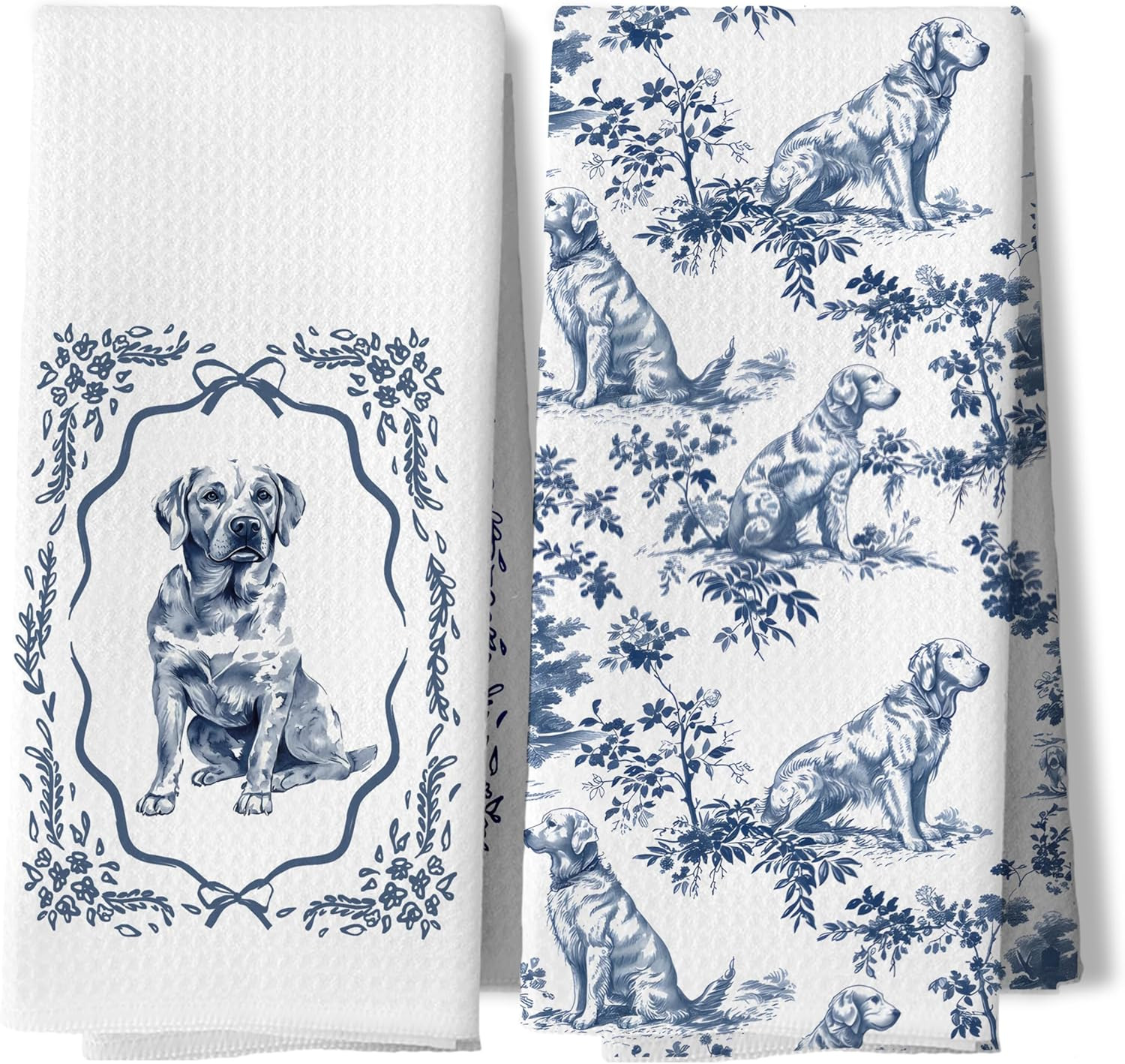 Chinoiserie Golden Retriever Gifts Kitchen Dish Towels, Golden Retriever Gifts for Women Men，Bl... | Amazon (US)