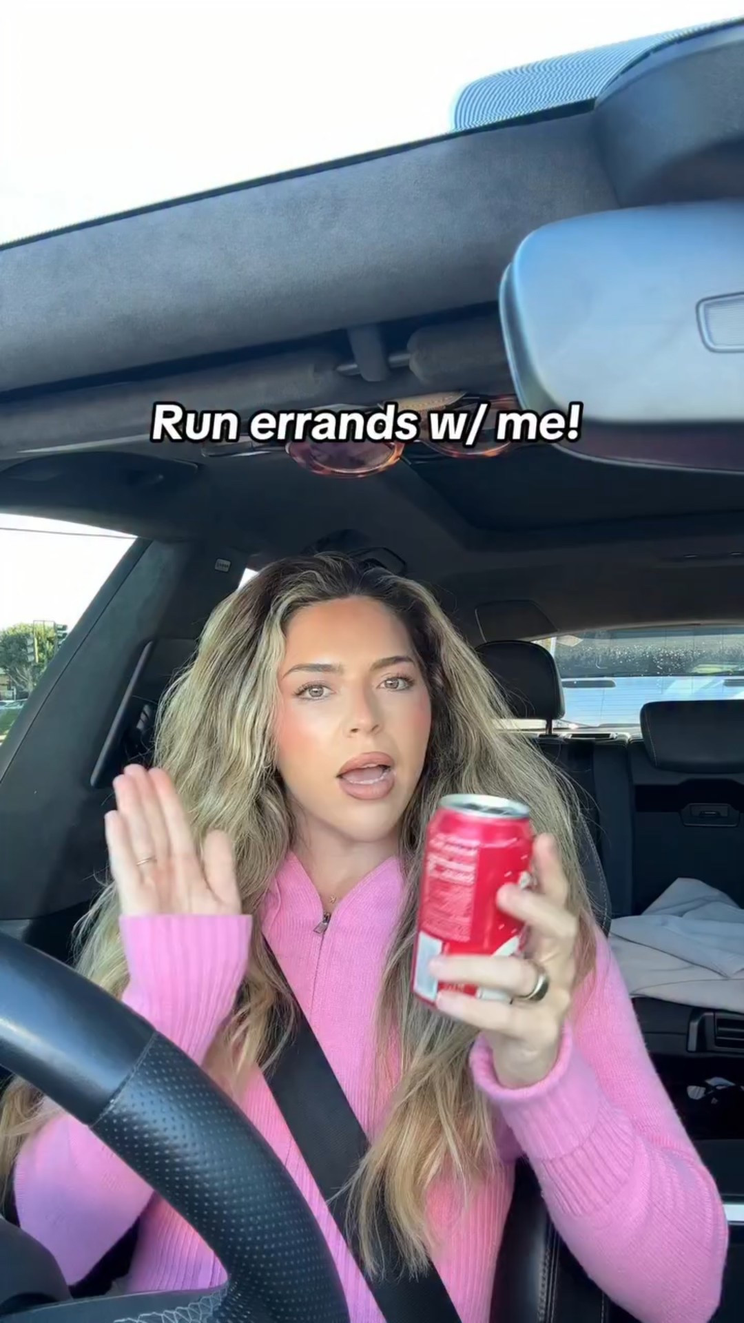 Run errands with me! I linked a similar pink cozy sweater 💞