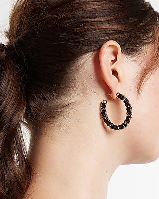 Faux Leather Twist Link Hoop Earrings | Express