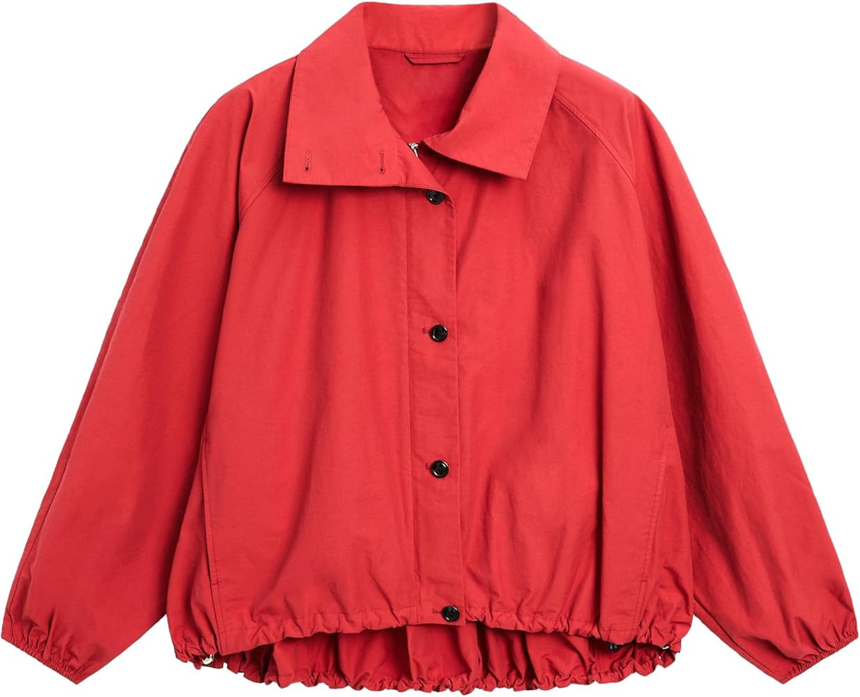 Women Bomber Jacket Casual Long Sleeve High Neck Zip Up Button Puff Fall Coats Lightweight Street... | Amazon (US)