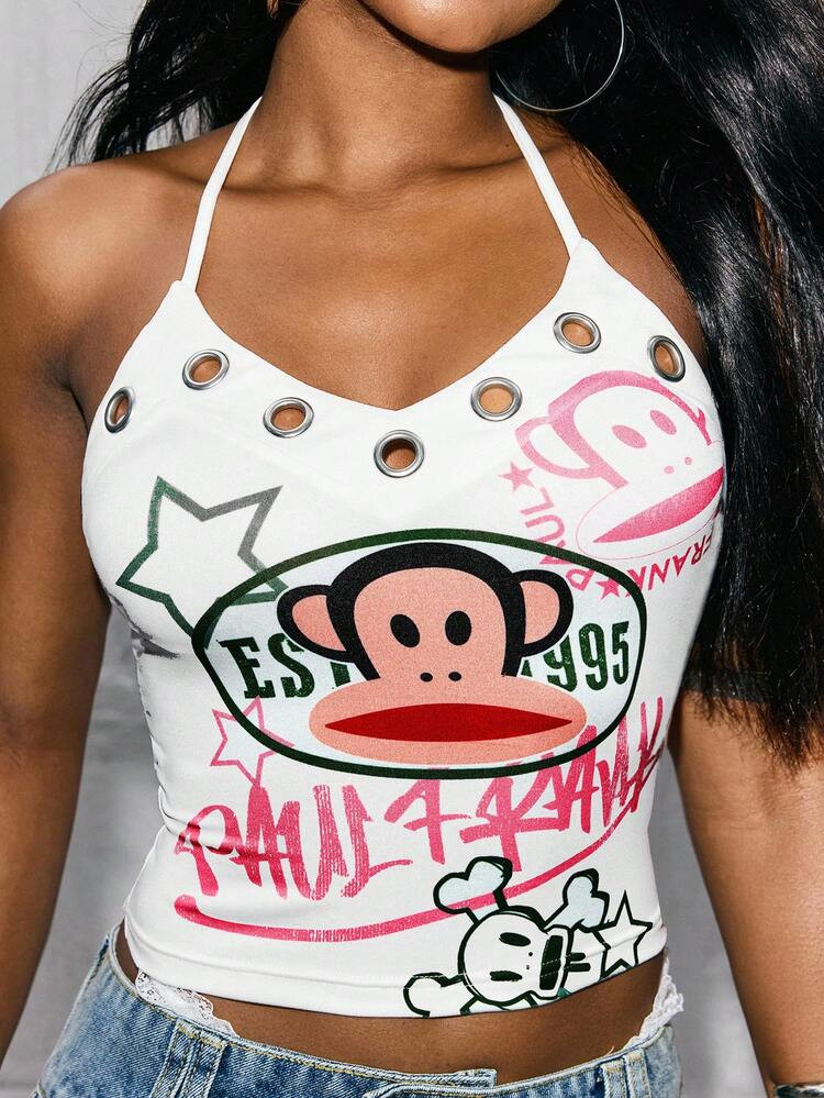 Paul Frank X SHEIN Women's Casual Fashionable Street Wear Commute Vacation Funny Cartoon Letter P... | SHEIN