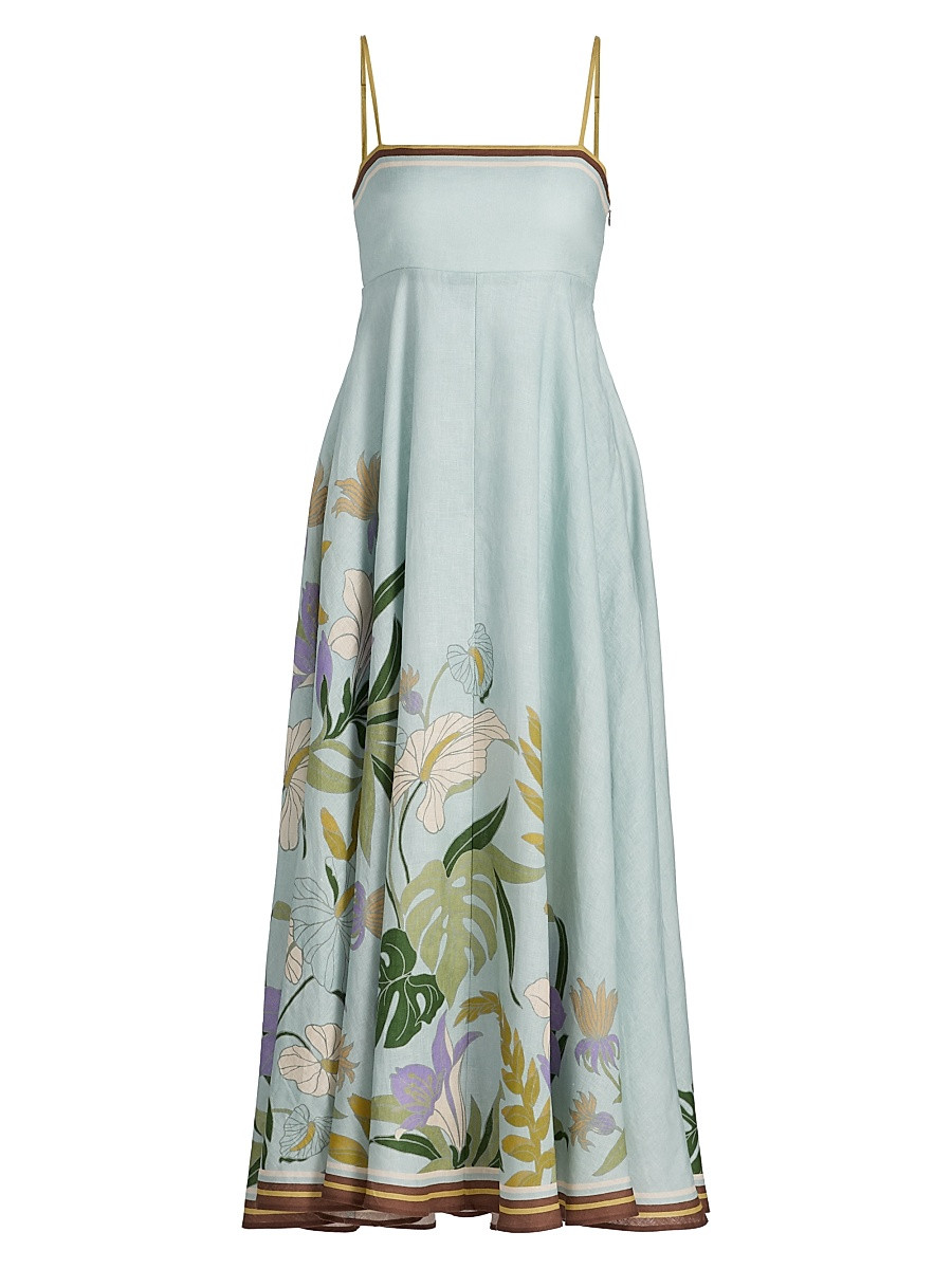 Women's Alfie Linen Midi-Sundress - Ice Blue - Size 0 | Saks Fifth Avenue
