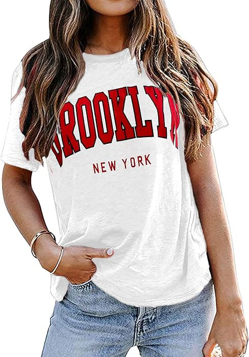 Avanova Womens Graphic Letter Print Short Sleeve T-Shirts Crewneck Casual Summer Cute Tees Tops | Amazon (US)