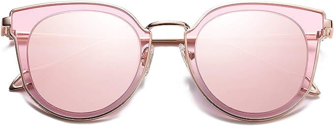 SOJOS Fashion Round Polarized Sunglasses for Women UV400 Mirrored Lens SJ1057 | Amazon (US)