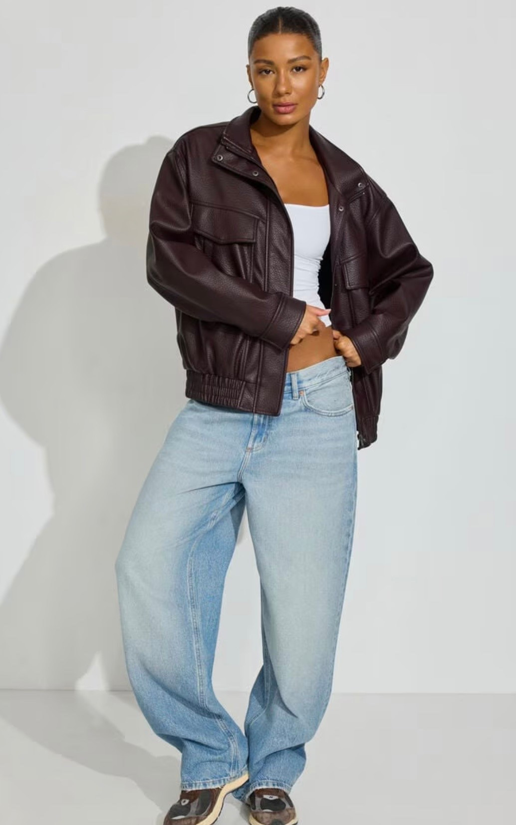 The perfect oversized burgundy bomber ✨