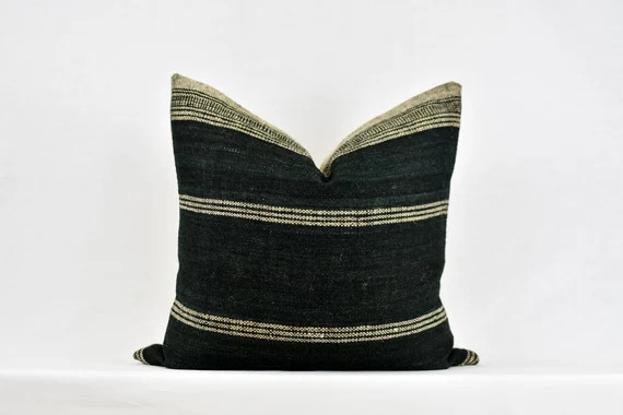 Indian Wool Stripe Pillow Black | Etsy | Etsy (US)