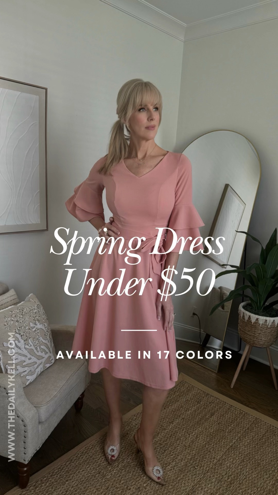 Affordable dress perfect for Easter, Mother’s Day or a Spring wedding.  

Available in 17 colors.  Sizes small  through 3X. 

I’m wearing a size small in blush pink.   

#LTKSeasonal #LTKfindsunder50 #LTKVideo