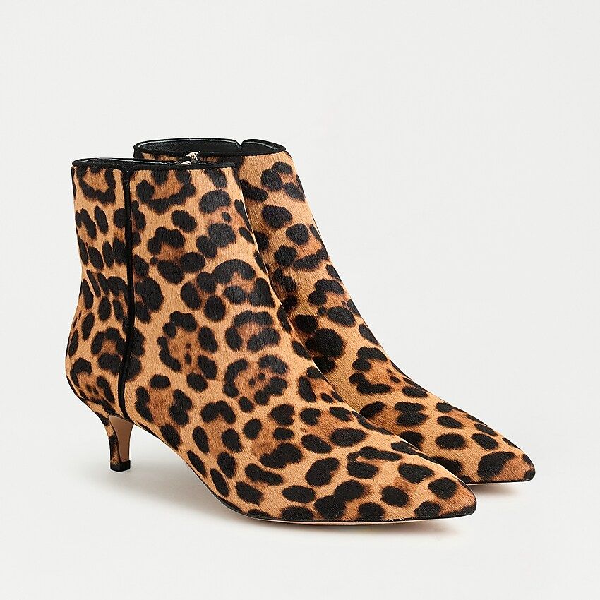 Fiona kitten-heel ankle boots in leopard calf hair | J.Crew US