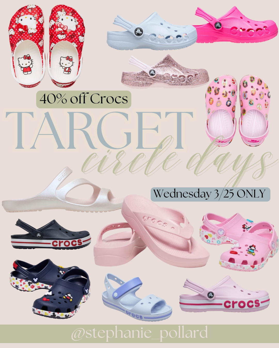 Target Circle Days 
40% OFF crocs at Target! Wednesday only! So many great options for pool shoes, disney, and summer in general!  

 #LTKSaleAlert #LTKBaby #LTKKids