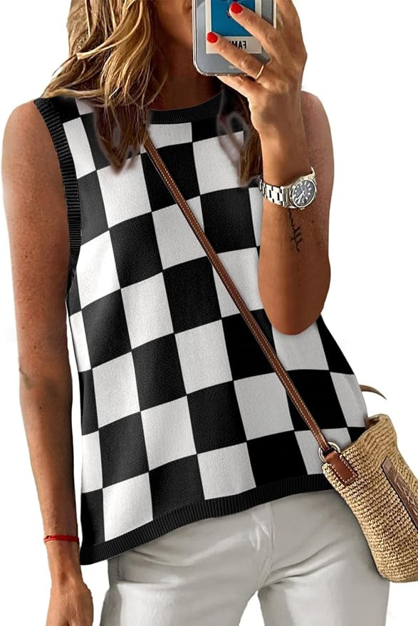 Dokotoo Womens Summer Tops 2026 Casual Striped Color Block High Neck Tank Top Loose Knit High Low... | Amazon (US)