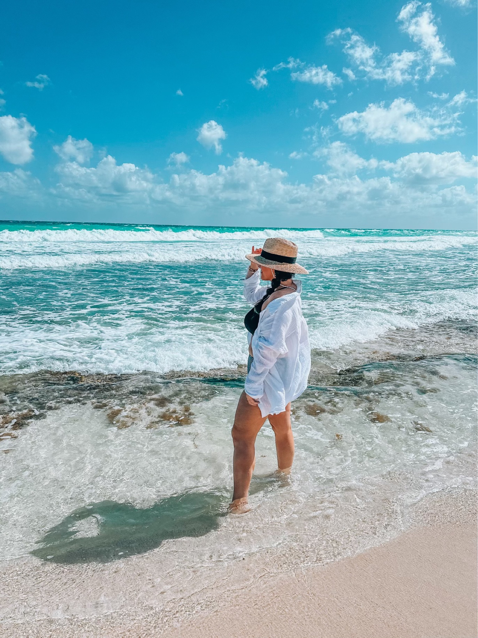 Spring Break Outfit - Beach Vacation - Cover Up - Swimwear - Hat - Sunglasses - Bikini - Sandals - Shirt - Midsize

#LTKstyletip #LTKswim #LTKtravel