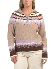 Wool Blend Gabriel Fair Isle Quarter Zip Sweater | Gifts For Her | Marshalls | Marshalls