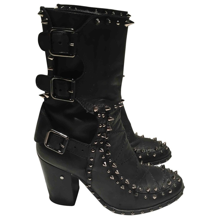 Leather buckled boots LAURENCE DACADE Black | Vestiaire Collective US