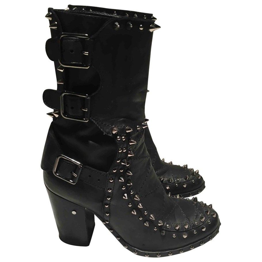 Leather buckled boots LAURENCE DACADE Black | Vestiaire Collective US
