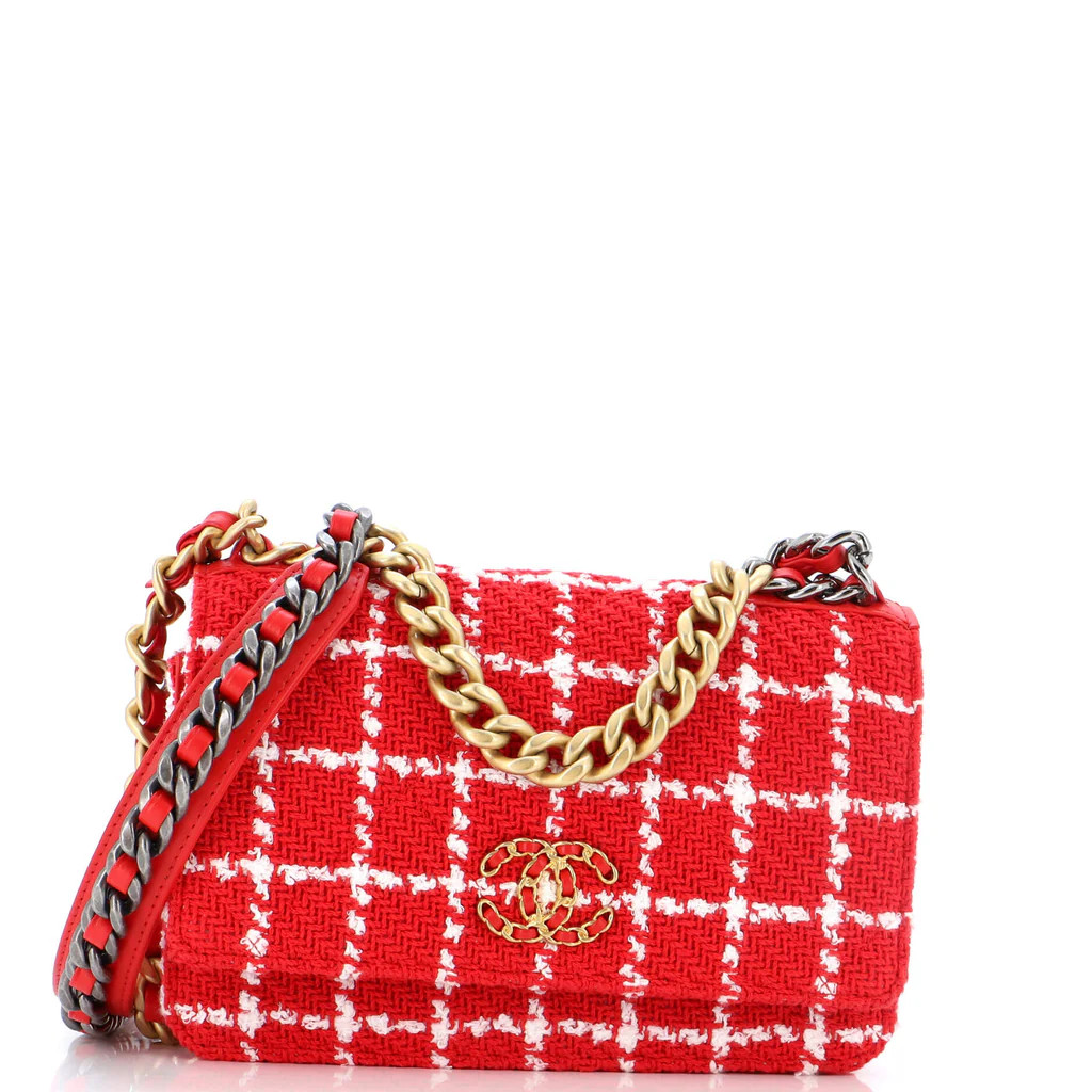 19 Wallet on Chain Quilted Tweed | Rebag