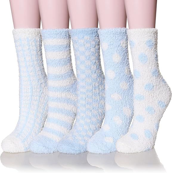 Women Fuzzy Slipper Socks Soft Winter Plush Fluffy Microfiber Socks Cozy Warm Comfy Thermal Thick Ho | Amazon (US)