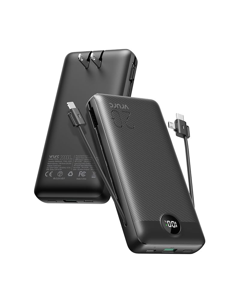 VRURC Portable Charger 20000mAh, Fast Charging Power Bank USB C,4 Output 2 Input Travel Essential... | Amazon (US)