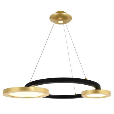 Modern LED Chandelier with Sun Gold & Black Finish – For Dining Room, Living Room, Entryway – Integrated LED – Adjustable Rings, Modern Industrial Des | Wayfair North America