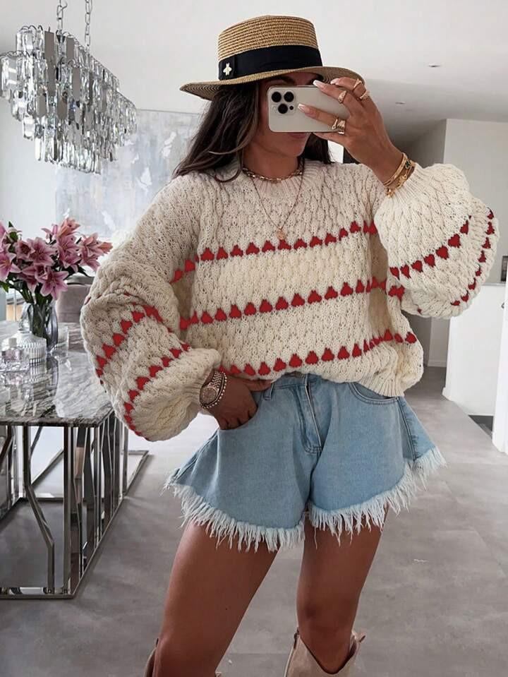 INAWLY Women Casual Loose Fit Crewneck Long Sleeve Trendy Sweater,Three Quarter Sleeve Tops | SHEIN