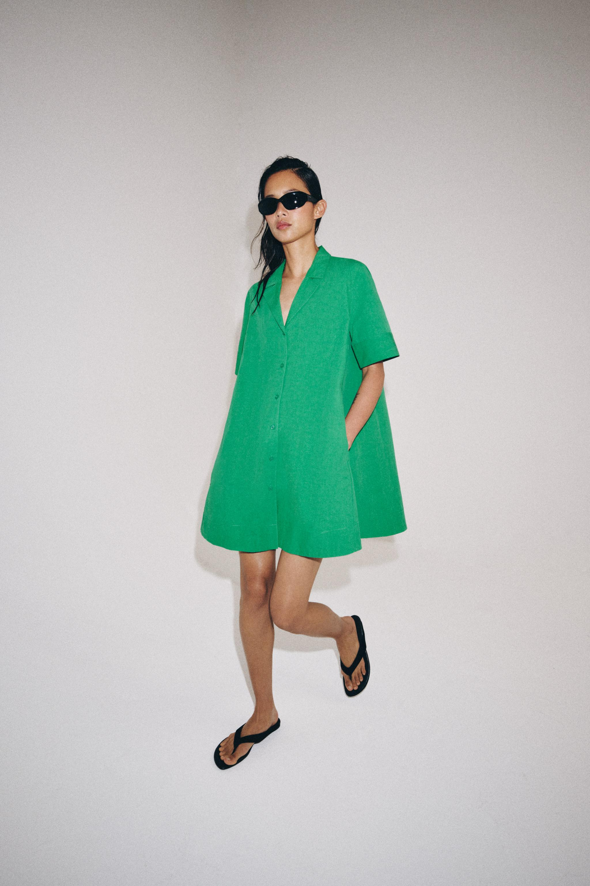 ZW COLLECTION SHORT SLEEVE SHIRT DRESS | Zara US