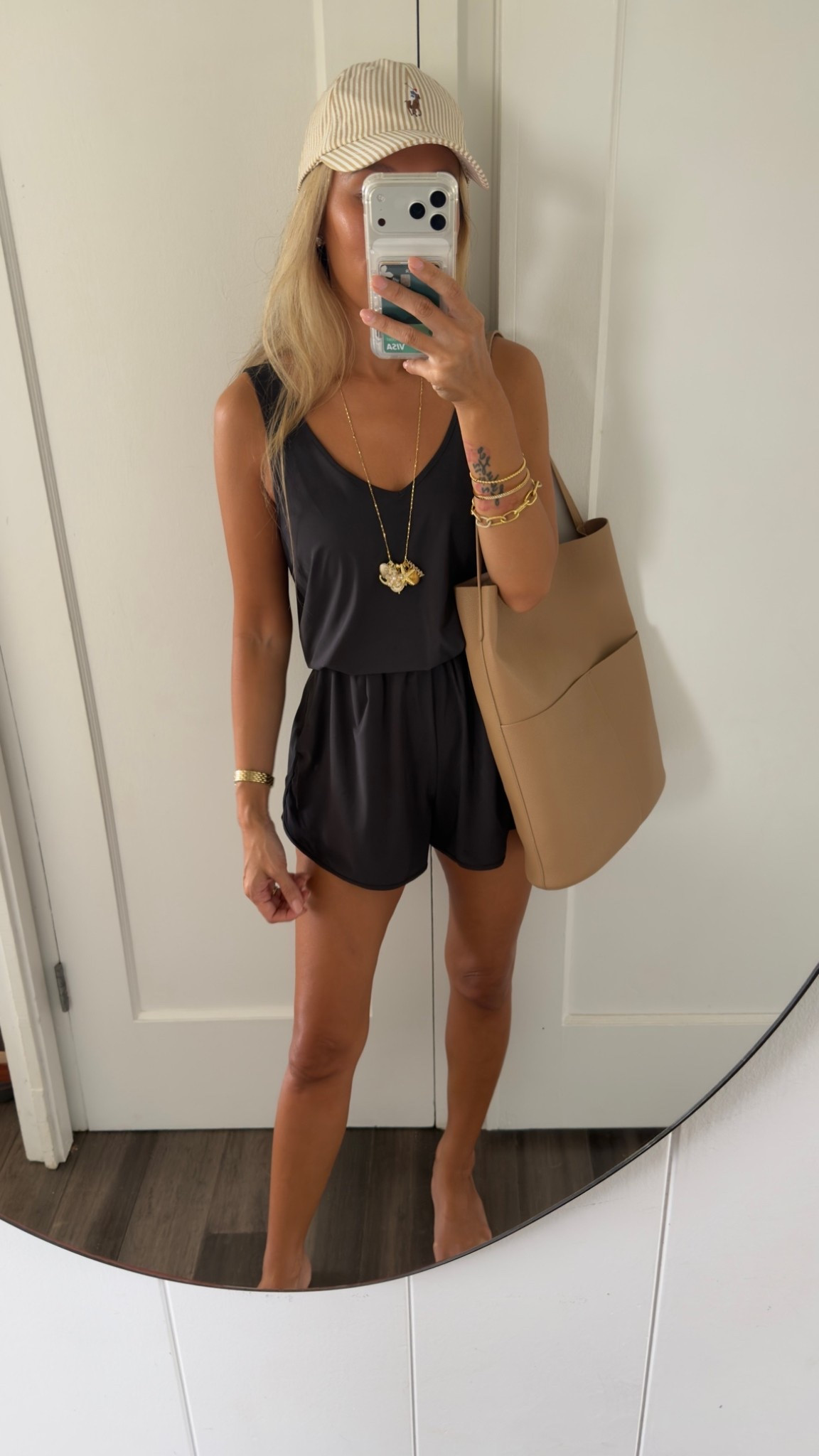 This romper is DRIFIT and perfect for an active day, workout and errands. Perfect with sneakers or even slides for errands. Deep pockets and a deep v which I really appreciate. 

This bag- I can’t even tell you how underpriced it is. It’s SO SOFT and made of leather under $60. I’m completely impressed and blown away!

#LTKActive #LTKmomlife #LTKootd