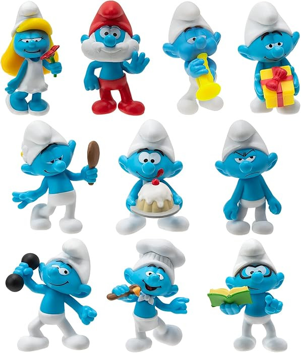 The Smurfs 40TH Anniversary Classic Figure 10 Pack - Features 2-Inch Smurfette, Grouchy, Greedy, ... | Amazon (US)
