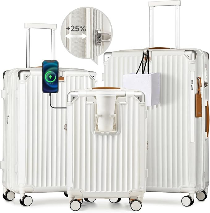 Joyway Luggage Sets 3 Piece, Expandable Suitcase with Smart Cup Holder and USB Port, Hardside Car... | Amazon (US)