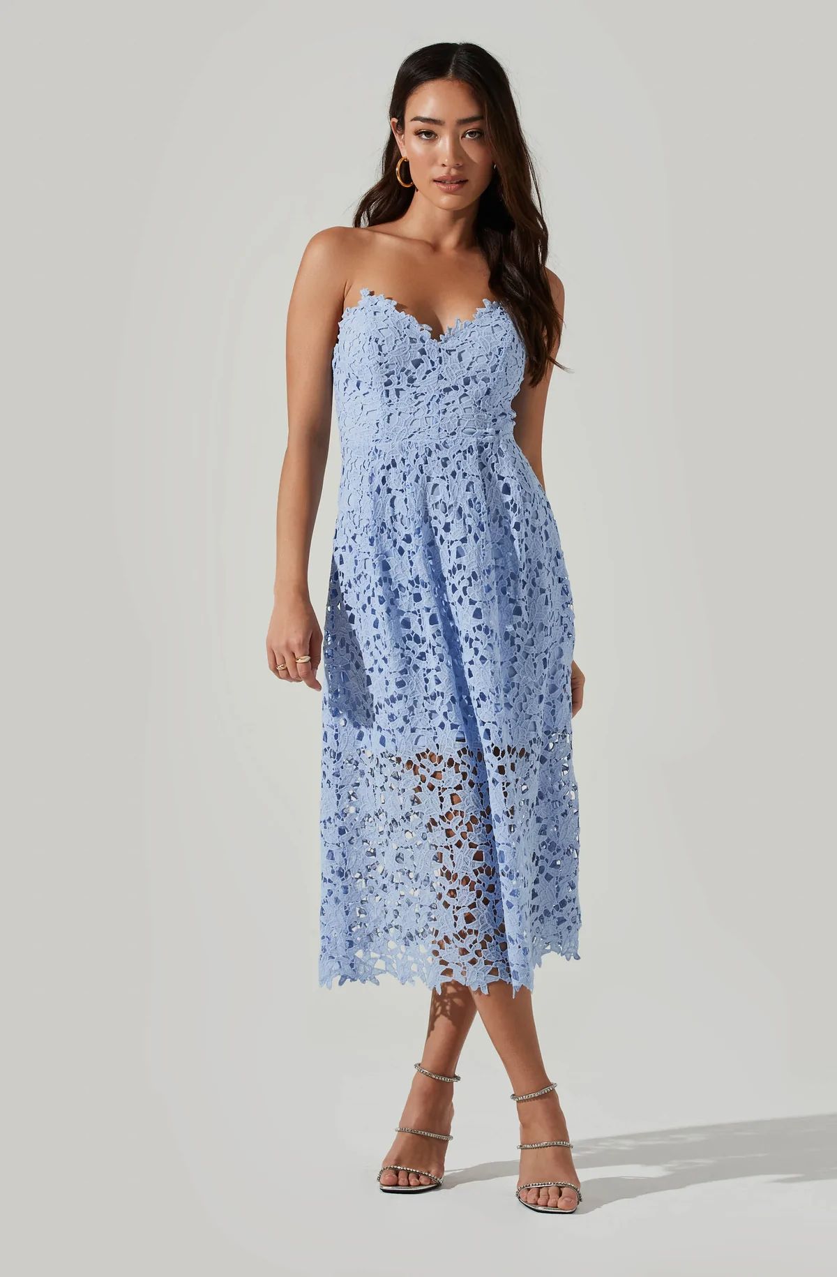 Anaya Strapless Lace Midi Dress | ASTR The Label (US)