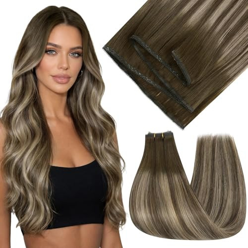 Full Shine Sew In Weft Hair Extensions Human Hair for Women 20 Inch 80g | Amazon (US)