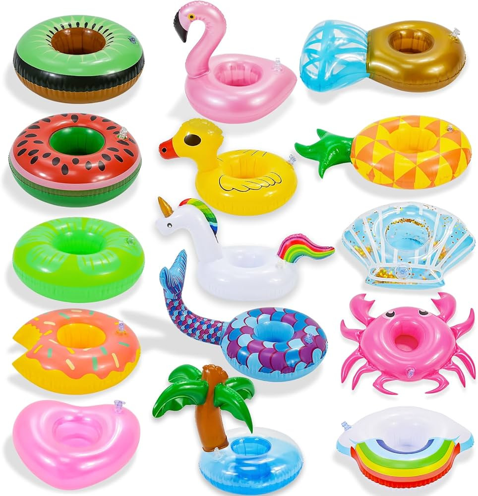Inflatable Drink Holder, 15 Pack Drink Floaties for Pool, Pool Drink Floats for Hawaii Themed Poo... | Amazon (US)