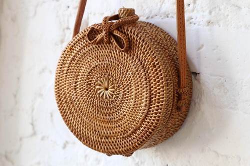 Rattan Bags for Women with Small Circle Leather Strapping Round Butterfly buckle | eBay | eBay US