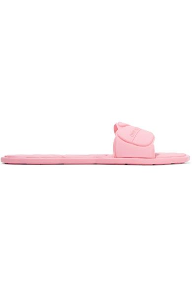 Miu Miu - Embossed Rubber Slides - Pastel pink | NET-A-PORTER (UK & EU)