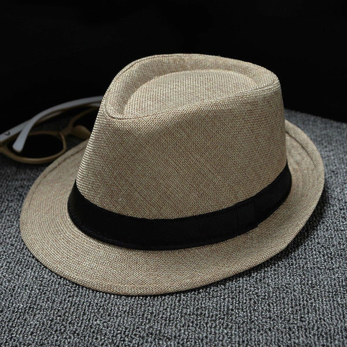 Mens Women Straw Fedora Hat Wide Brim Panama Hat Summer Dress Hat - Walmart.com | Walmart (US)