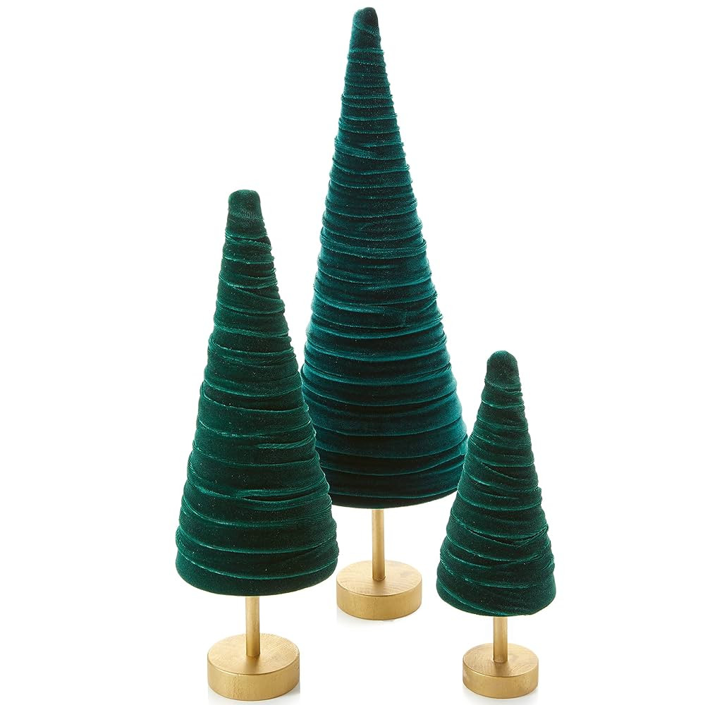 Emerald Pedestal Velvet Trees Set of 3, Modern Decor, Holiday Entryway, Rustic Winter Home, Farmh... | Amazon (US)