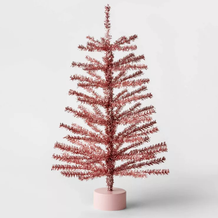 24" Unlit Tinsel Artificial Christmas Tree Pink - Wondershop™ | Target