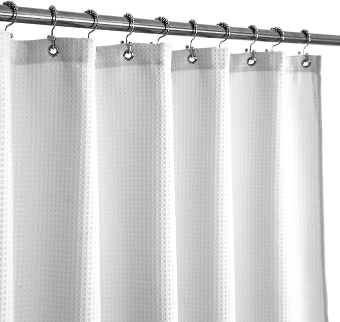 BAROSSA design XLong Fabric Shower Curtain with 96 inch Height, Waffle Weave, Hotel Luxury Spa, 2... | Amazon (US)