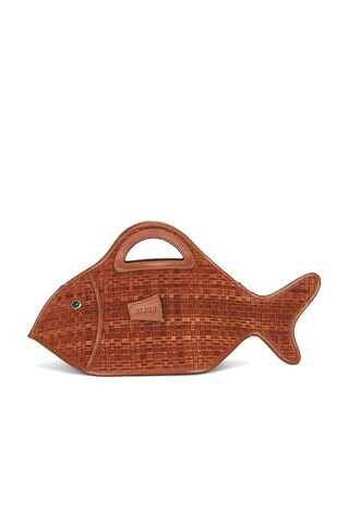 Staud Cleo Fish Tote Bag in Cognac | FWRD 
