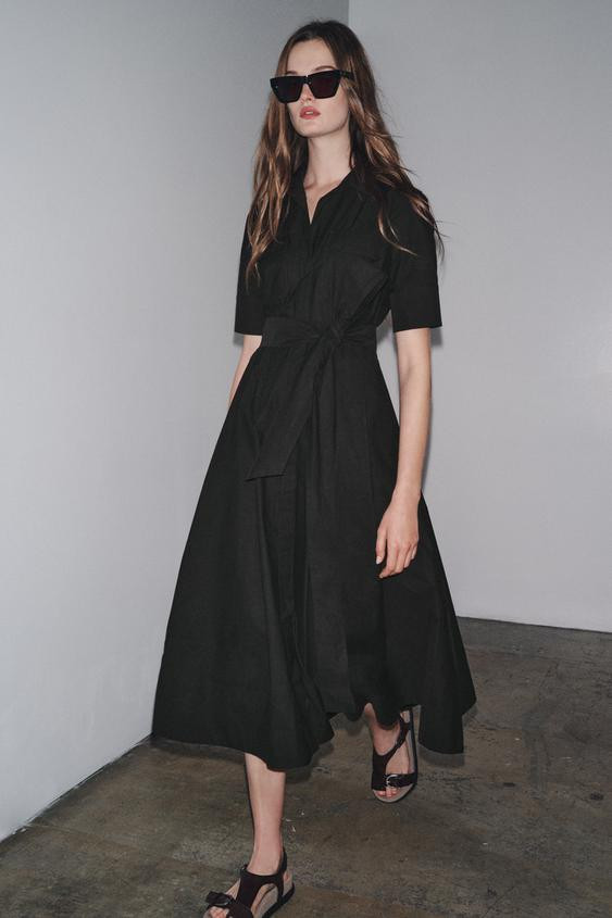 ZW COLLECTION POPLIN MIDI DRESS | Zara US