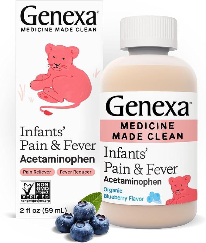 Genexa Infants’ Clean Pain & Fever Acetaminophen, Dye Free, 0% Artificial Additives, Delicious ... | Amazon (US)