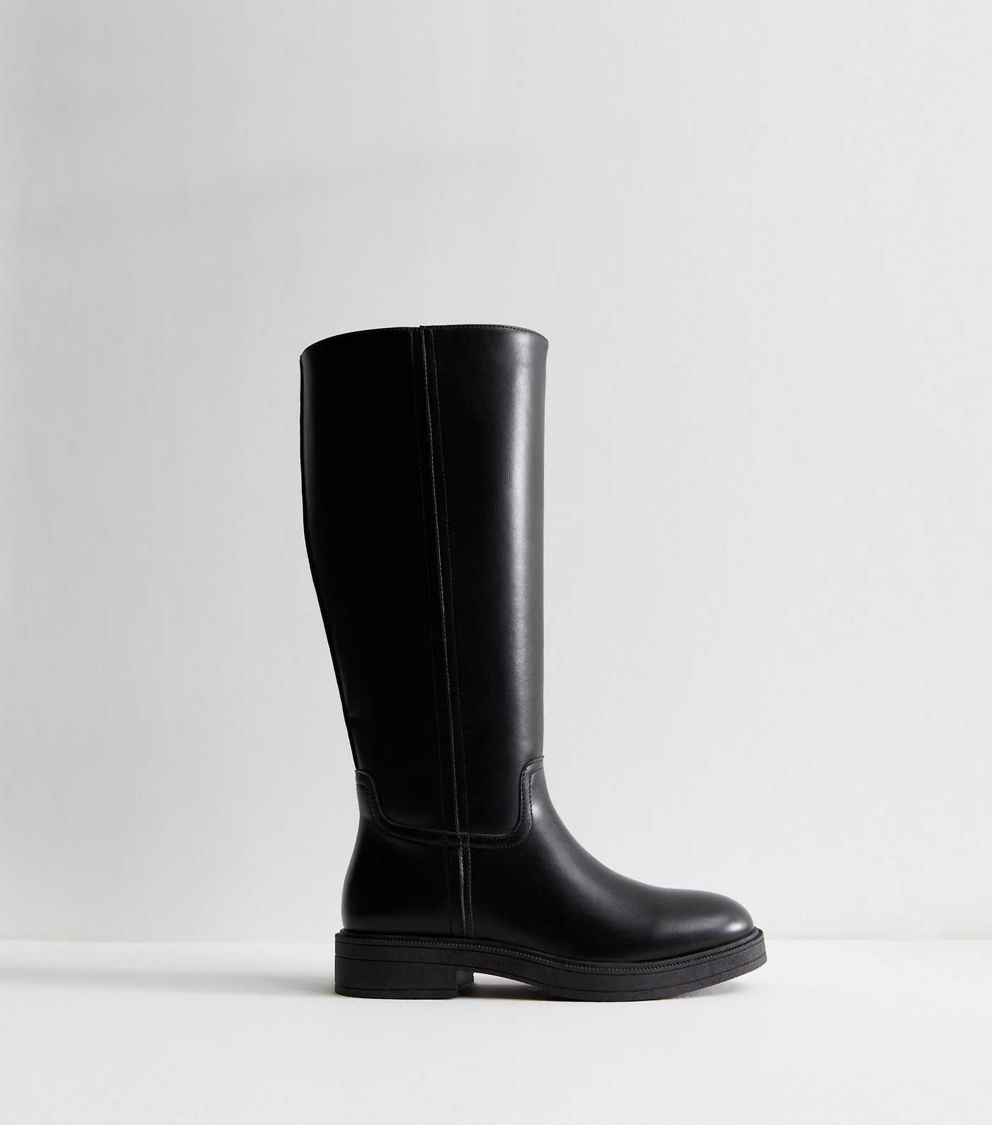 Black Faux Leather Knee High Riding Boots | New Look | New Look (UK)