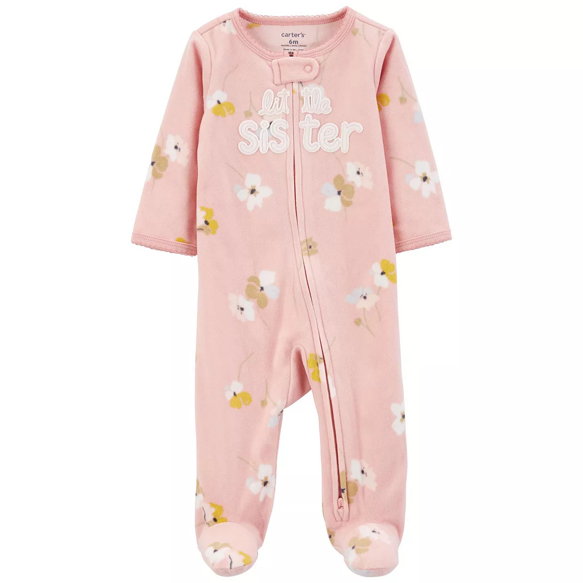 Baby Girl Carter's Little Sister Zip-Up Fleece Sleep & Play | Kohl's